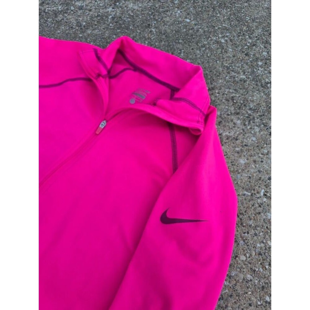 Nike Pro Hot Pink Dri-FIT Half Zip Running Top S Thumbholes